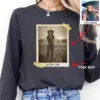 Personalized 1880s Jackalope Long Sleeve Tee Custom Face Old West, Mythical Cowboy & Cowgirl Crewneck