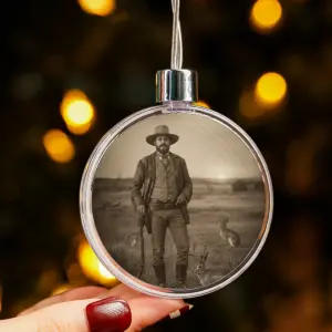 Personalized 1880s Jackalope Ornament Custom Face Old West, Mythical Cowboy & Cowgirl Gift Decor