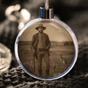 Personalized 1880s Jackalope Ornament Custom Face Old West, Mythical Cowboy & Cowgirl Gift Decor
