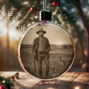 Personalized 1880s Jackalope Ornament Custom Face Old West, Mythical Cowboy & Cowgirl Gift Decor