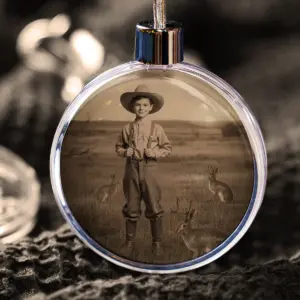 Personalized 1880s Jackalope Ornament Custom Face Old West, Mythical Cowboy & Cowgirl Gift Decor