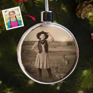 Personalized 1880s Jackalope Ornament Custom Face Old West, Mythical Cowboy & Cowgirl Gift Decor