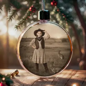 Personalized 1880s Jackalope Ornament Custom Face Old West, Mythical Cowboy & Cowgirl Gift Decor