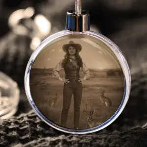 Personalized 1880s Jackalope Ornament Custom Face Old West, Mythical Cowboy & Cowgirl Gift Decor