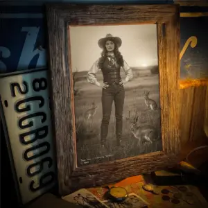 Personalized 1880s Jackalope Portrait Poster Custom Old West Art, Mythical Cowboy & Cowgirl