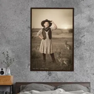 Personalized 1880s Jackalope Portrait Poster Custom Old West Art, Mythical Cowboy & Cowgirl