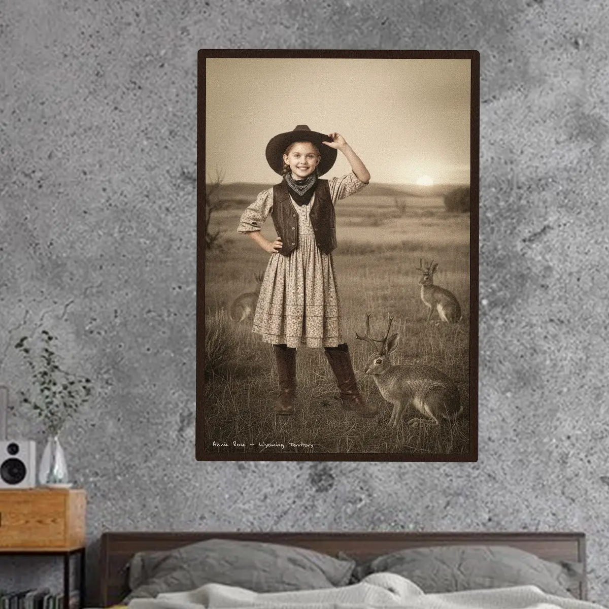 Personalized 1880s Jackalope Portrait Poster | Custom Old West Art, Mythical Cowboy & Cowgirl Wall Decor 4 Personalized 1880s Jackalope Portrait Poster Custom Old West Art, Mythical Cowboy & Cowgirl