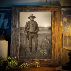 Personalized 1880s Jackalope Portrait Poster Custom Old West Art, Mythical Cowboy & Cowgirl