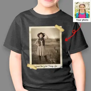 Personalized 1880s Jackalope Portrait Shirt Custom Face Old West, Mythical Cowboy & Cowgirl Tee