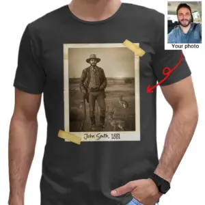 Personalized 1880s Jackalope Portrait Shirt | Custom Face Old West, Mythical Cowboy & Cowgirl Tee 26 Personalized 1880s Jackalope Portrait Shirt Custom Face Old West, Mythical Cowboy & Cowgirl Tee