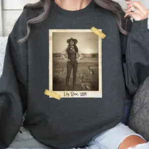 Personalized 1880s Jackalope Sweatshirt Custom Face Old West, Mythical Cowboy & Cowgirl Pullover