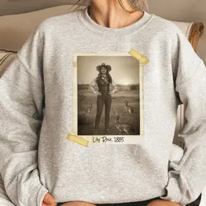 Personalized 1880s Jackalope Sweatshirt Custom Face Old West, Mythical Cowboy & Cowgirl Pullover