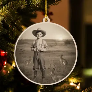 Personalized 1880s Jackalope Wooden Ornament Custom Face Old West, Mythical Cowboy & Cowgirl Decor