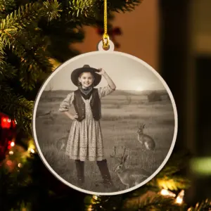 Personalized 1880s Jackalope Wooden Ornament Custom Face Old West, Mythical Cowboy & Cowgirl Decor