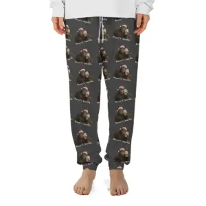 Personalized Bigfoot Photo Christmas Pajama Joggers Funny Custom Sasquatch Lounge Pants