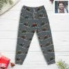 Personalized Bigfoot Photo Christmas Pajama Joggers Funny Custom Sasquatch Lounge Pants