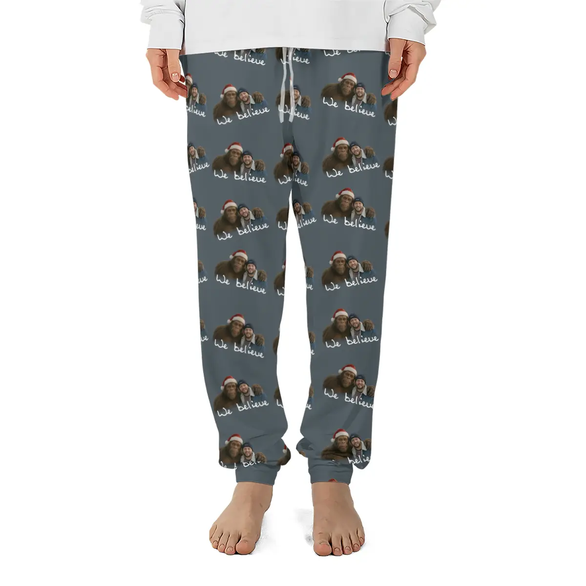 Personalized Bigfoot Photo Christmas Pajama Joggers | Funny Custom Sasquatch Lounge Pants 2 Personalized Bigfoot Photo Christmas Pajama Joggers Funny Custom Sasquatch Lounge Pants