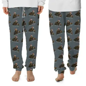 Personalized Bigfoot Photo Christmas Pajama Joggers Funny Custom Sasquatch Lounge Pants