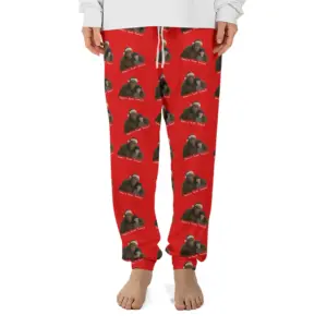 Personalized Bigfoot Photo Christmas Pajama Joggers Funny Custom Sasquatch Lounge Pants