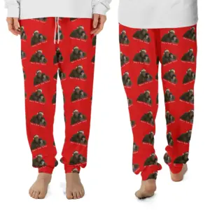 Personalized Bigfoot Photo Christmas Pajama Joggers Funny Custom Sasquatch Lounge Pants