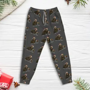Personalized Bigfoot Photo Christmas Pajama Joggers Funny Custom Sasquatch Lounge Pants