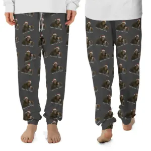 Personalized Bigfoot Photo Christmas Pajama Joggers Funny Custom Sasquatch Lounge Pants