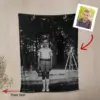 Personalized Flatwoods Monster Analog Horror Blanket Custom Face in Chilling 1950s Photo Spooky Cozy