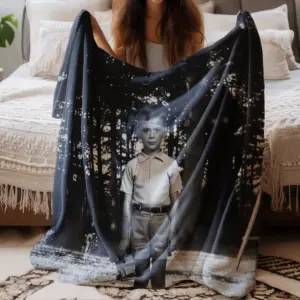 Personalized Flatwoods Monster Analog Horror Blanket | Custom Face in Chilling 1950s Photo, Spooky Cozy 32 Personalized Flatwoods Monster Analog Horror Blanket Custom Face in Chilling 1950s Photo Spooky Cozy
