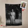 Personalized Flatwoods Monster Analog Horror Blanket Custom Face in Chilling 1950s Photo Spooky Cozy