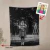 Personalized Flatwoods Monster Analog Horror Blanket Custom Face in Chilling 1950s Photo Spooky Cozy