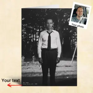 Personalized Flatwoods Monster Analog Horror Card Custom Face in Chilling 1950s Photo Spooky Greeting Card