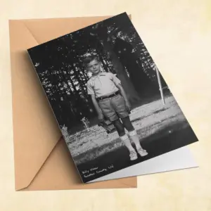 Personalized Flatwoods Monster Analog Horror Card Custom Face in Chilling 1950s Photo Spooky Greeting Card