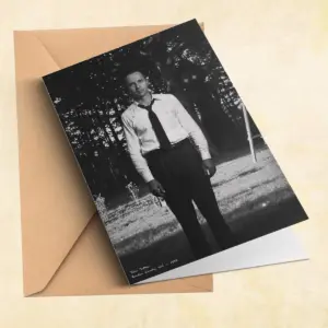Personalized Flatwoods Monster Analog Horror Card Custom Face in Chilling 1950s Photo Spooky Greeting Card