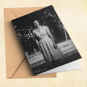 Personalized Flatwoods Monster Analog Horror Card Custom Face in Chilling 1950s Photo Spooky Greeting Card