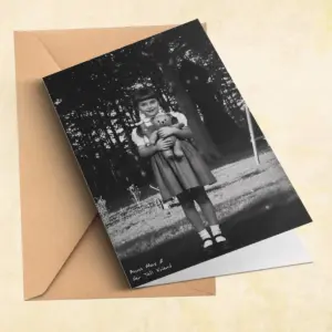 Personalized Flatwoods Monster Analog Horror Card Custom Face in Chilling 1950s Photo Spooky Greeting Card