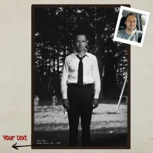 Personalized Flatwoods Monster Analog Horror Poster Custom Face in Chilling 1950s Photo Wall Art