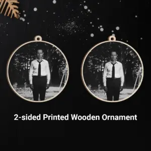 Personalized Flatwoods Monster Analog Horror Wooden Ornament Custom Face in Chilling 1950s Photo Spooky Decor