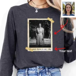Personalized Flatwoods Monster Horror Long Sleeve Tee Custom Face in Chilling 1950s Photo