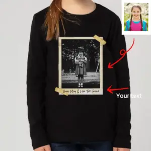 Personalized Flatwoods Monster Horror Long Sleeve Tee Custom Face in Chilling 1950s Photo