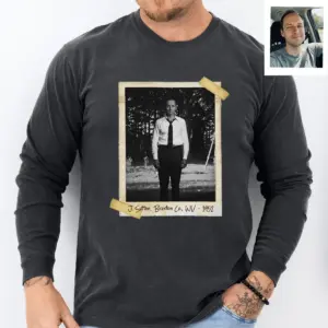 Personalized Flatwoods Monster Horror Long Sleeve Tee Custom Face in Chilling 1950s Photo