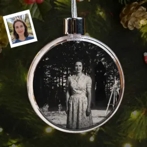 Personalized Flatwoods Monster Horror Ornament Custom Face in Chilling 1950s Photo Spooky Decor