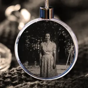 Personalized Flatwoods Monster Horror Ornament Custom Face in Chilling 1950s Photo Spooky Decor