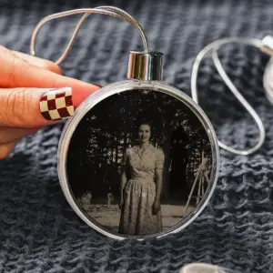 Personalized Flatwoods Monster Horror Ornament Custom Face in Chilling 1950s Photo Spooky Decor