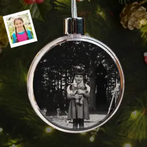 Personalized Flatwoods Monster Horror Ornament Custom Face in Chilling 1950s Photo Spooky Decor