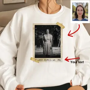 Personalized Flatwoods Monster Horror Sweatshirt Custom Face in Chilling 1950s Photo Spooky Pullover