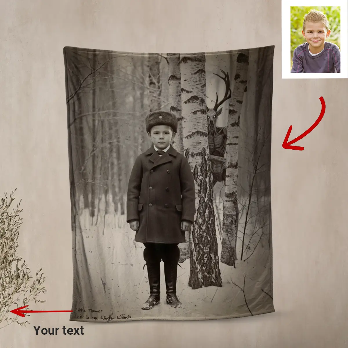 Personalized Wendigo Blanket | Custom Face 19th Century Photo, Gothic Horror Cryptid Cozy 14 Personalized Wendigo Blanket Custom Face 19th Century Photo Gothic Horror Cryptid Cozy