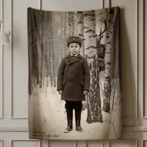 Personalized Wendigo Blanket Custom Face 19th Century Photo Gothic Horror Cryptid Cozy