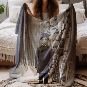 Personalized Wendigo Blanket Custom Face 19th Century Photo Gothic Horror Cryptid Cozy