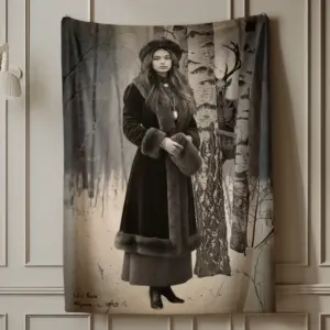 Personalized Wendigo Blanket Custom Face 19th Century Photo Gothic Horror Cryptid Cozy