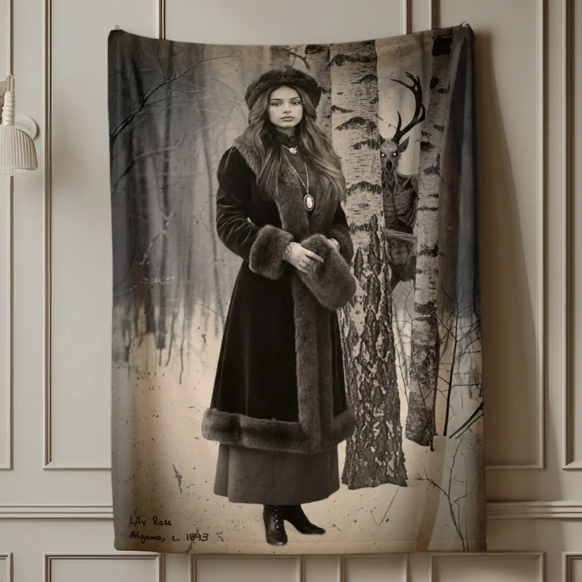 Personalized Wendigo Blanket | Custom Face 19th Century Photo, Gothic Horror Cryptid Cozy 2 Personalized Wendigo Blanket Custom Face 19th Century Photo Gothic Horror Cryptid Cozy